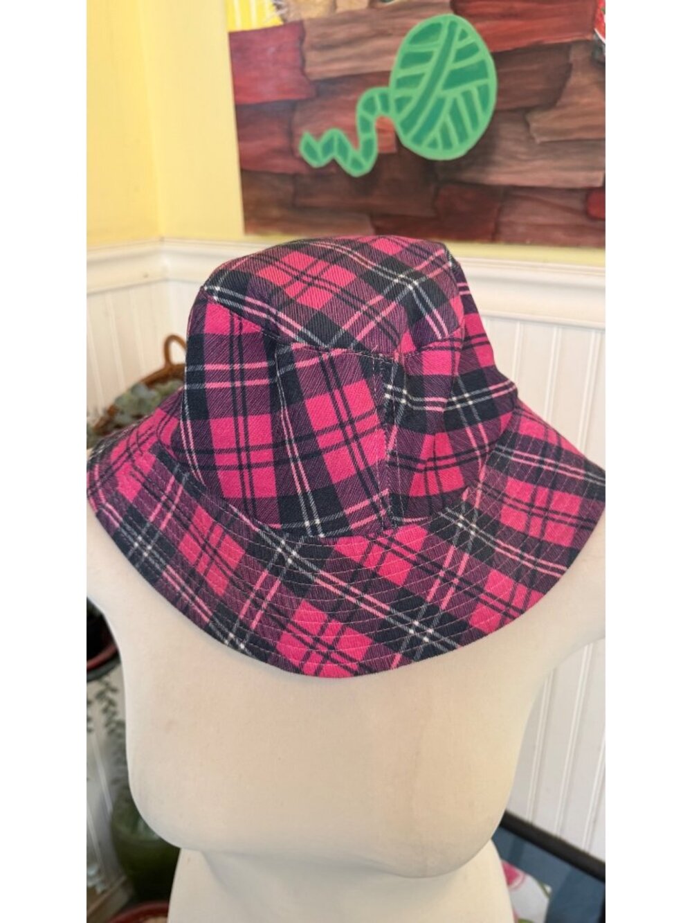 Pink & Black Plaid Bucket Hat By Madden NYC